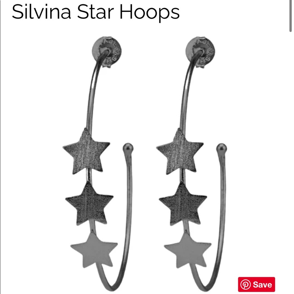 Sheila Fajl Silvina Star Hoops in Brushed Gunmetal